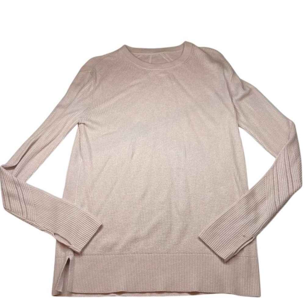 LULULEMON Time To Restore Cashmere Sweater Sheer Lilac Pink Color Womens Medium